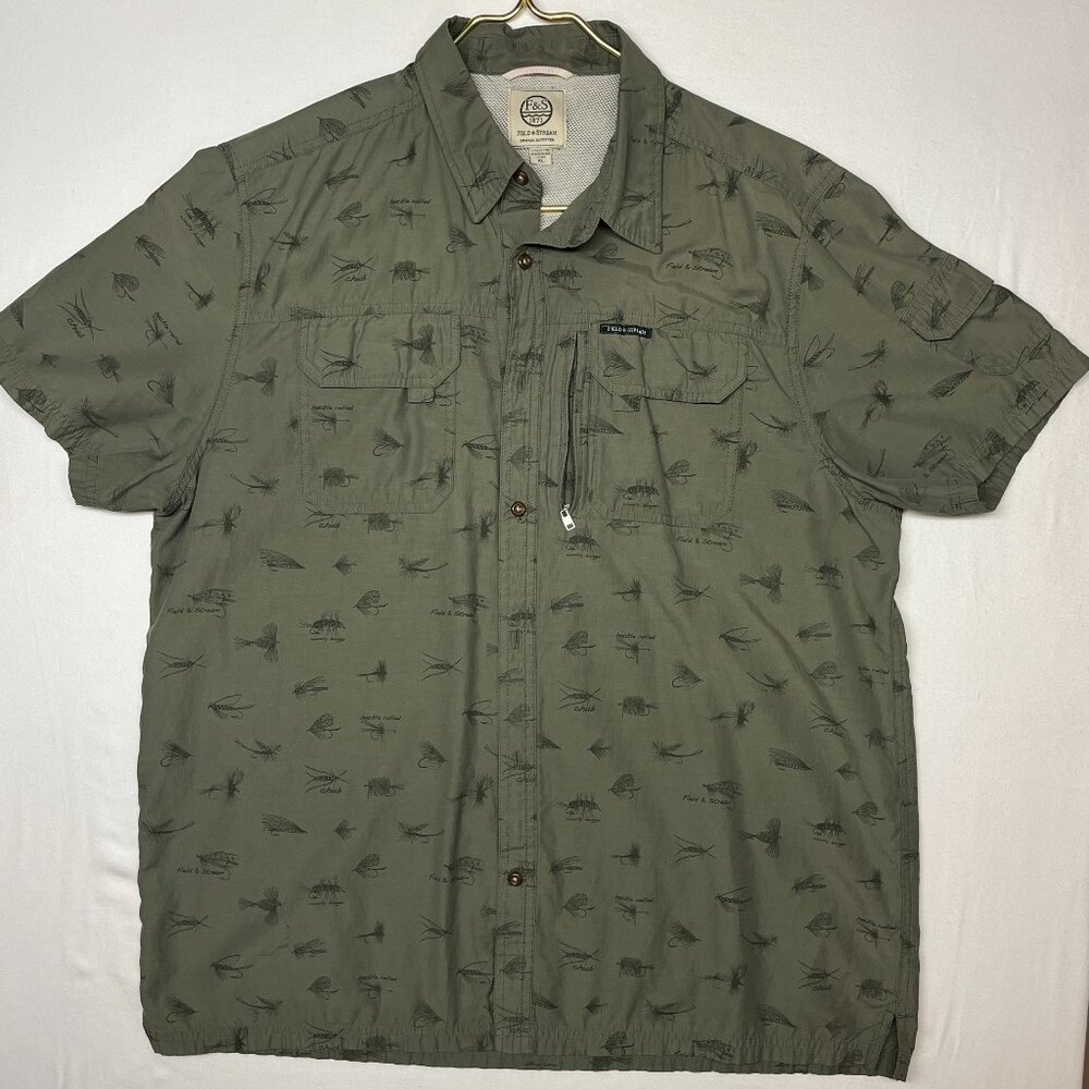 Field & Stream Shirt Men’s XL Olive Short Sleeve Fishing Vented Mesh Pockets